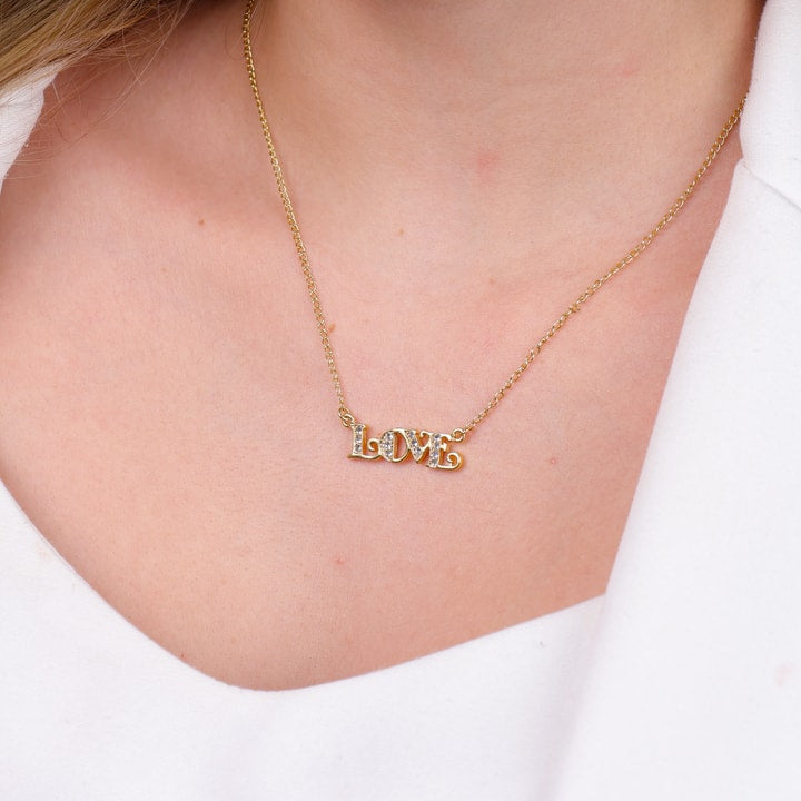 Colar Juliete Dourado Love com Zircônia