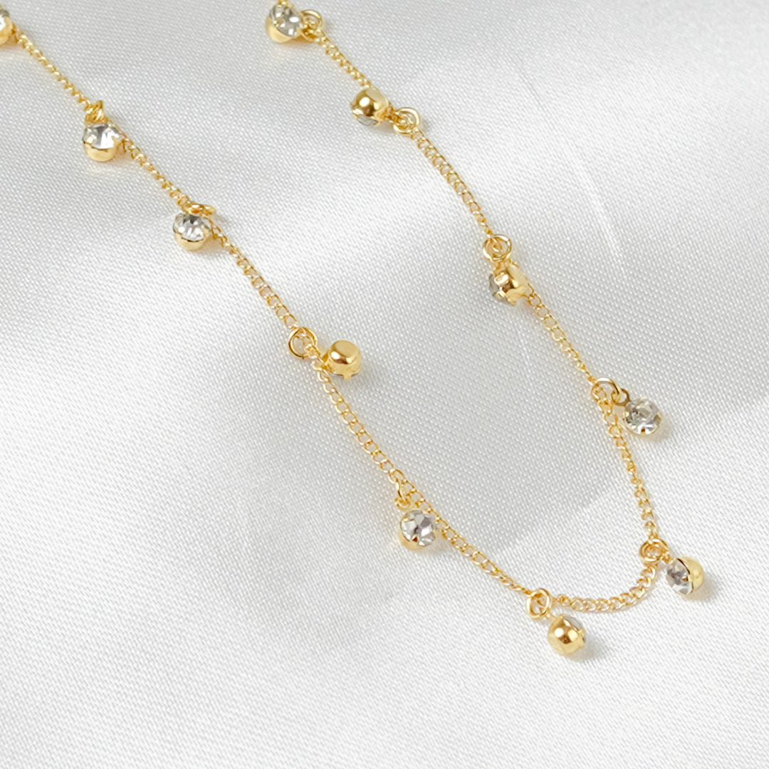 Chocker Maya Dourada Pontos de Luz com Extensor