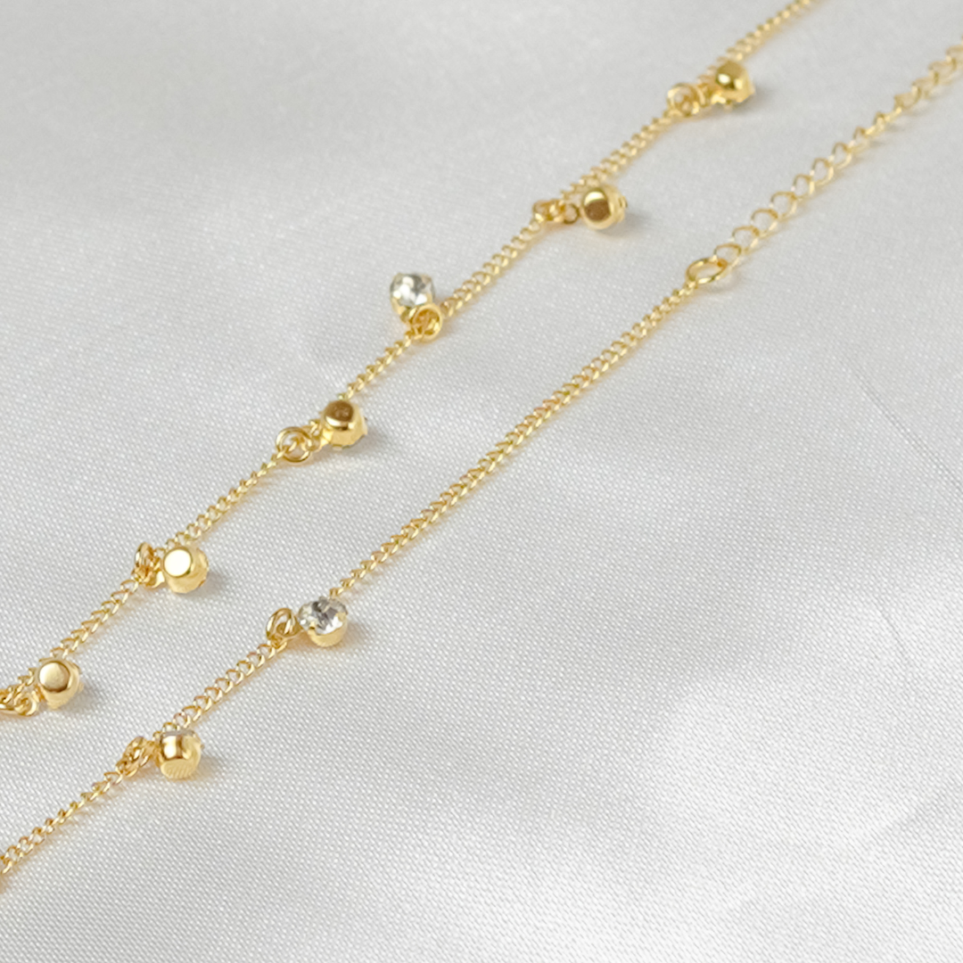 Chocker Maya Dourada Pontos de Luz com Extensor