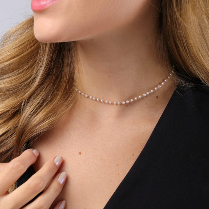 Colar Thaynara Dourado Chocker de Pérolas