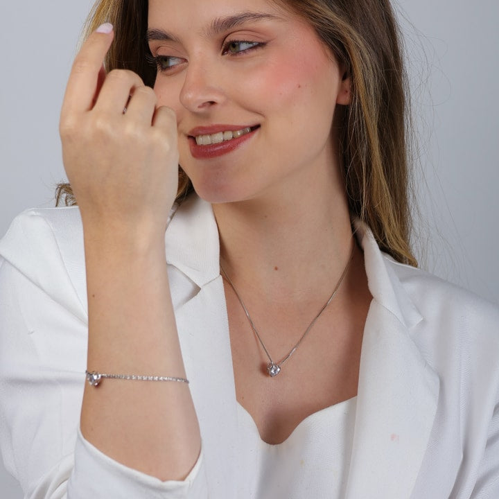 Kit Prateado Vivienne Duo - Colar e Pulseira