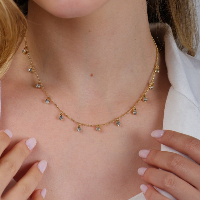 Chocker Maya Dourada Pontos de Luz com Extensor