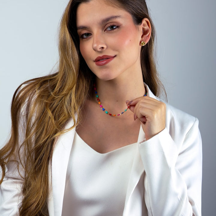 Chocker Louise Dourada Colorida com Extensor