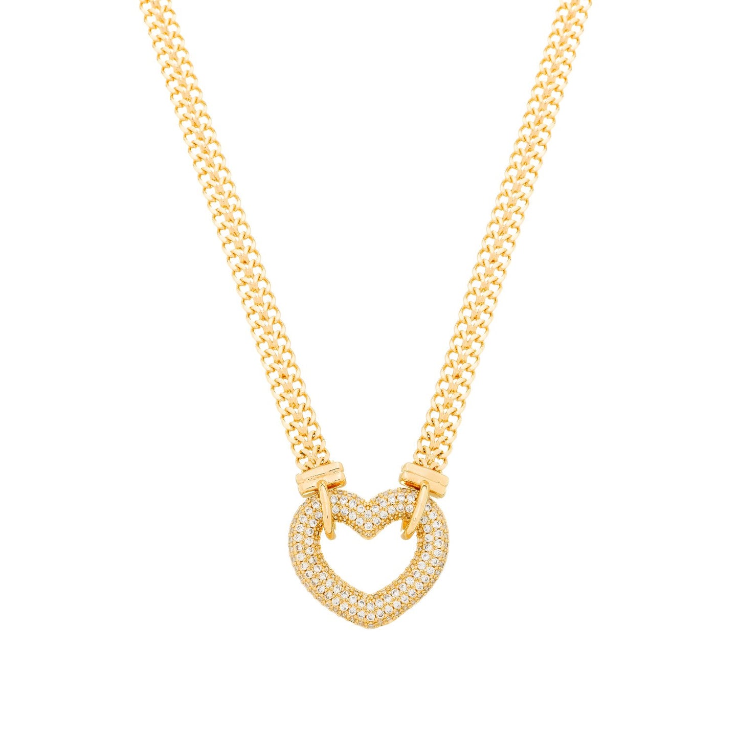 Chocker Giovana Dourada de Coração Vazado Cravejado com Zircônia