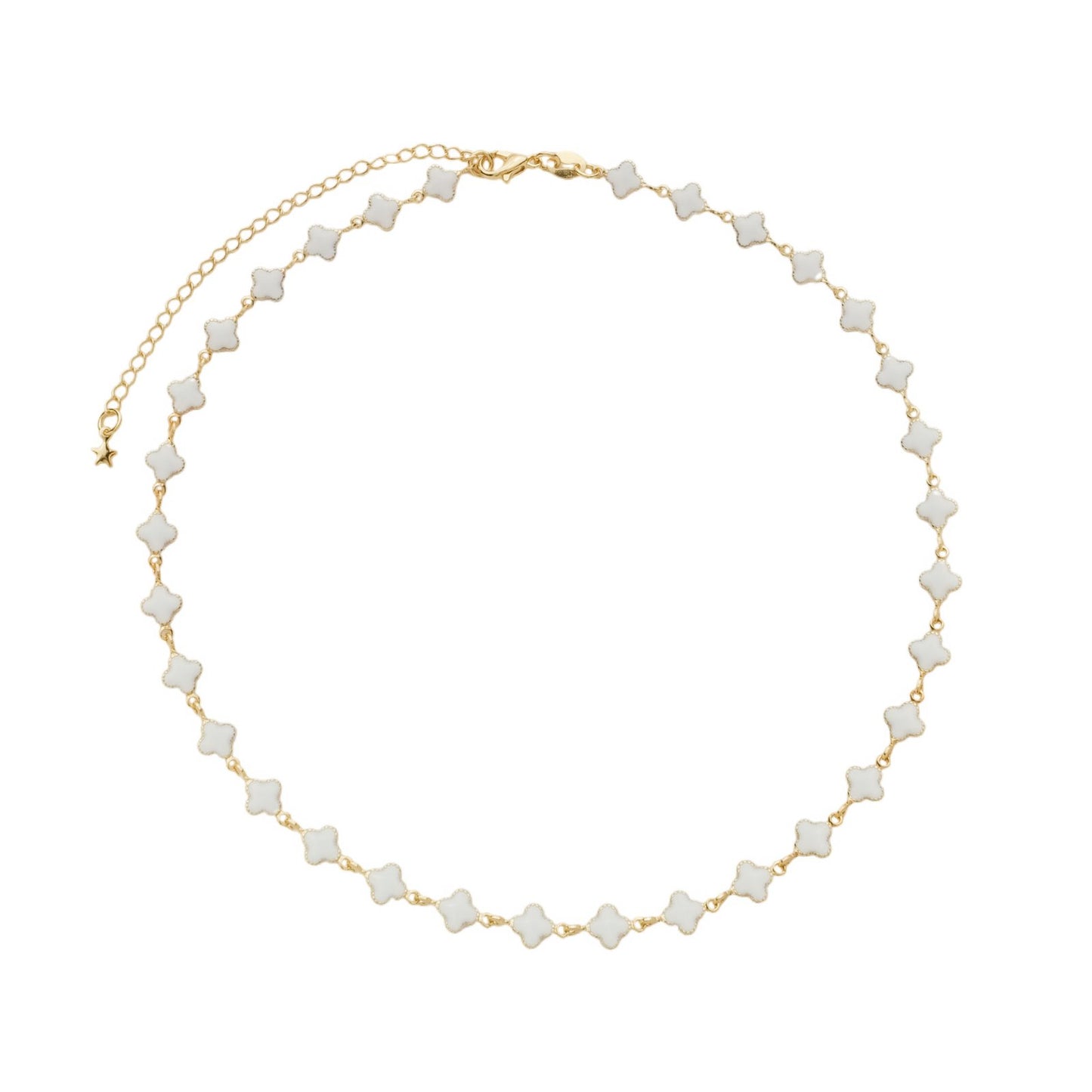 Colar Calla Dourado com Trevos Brancos