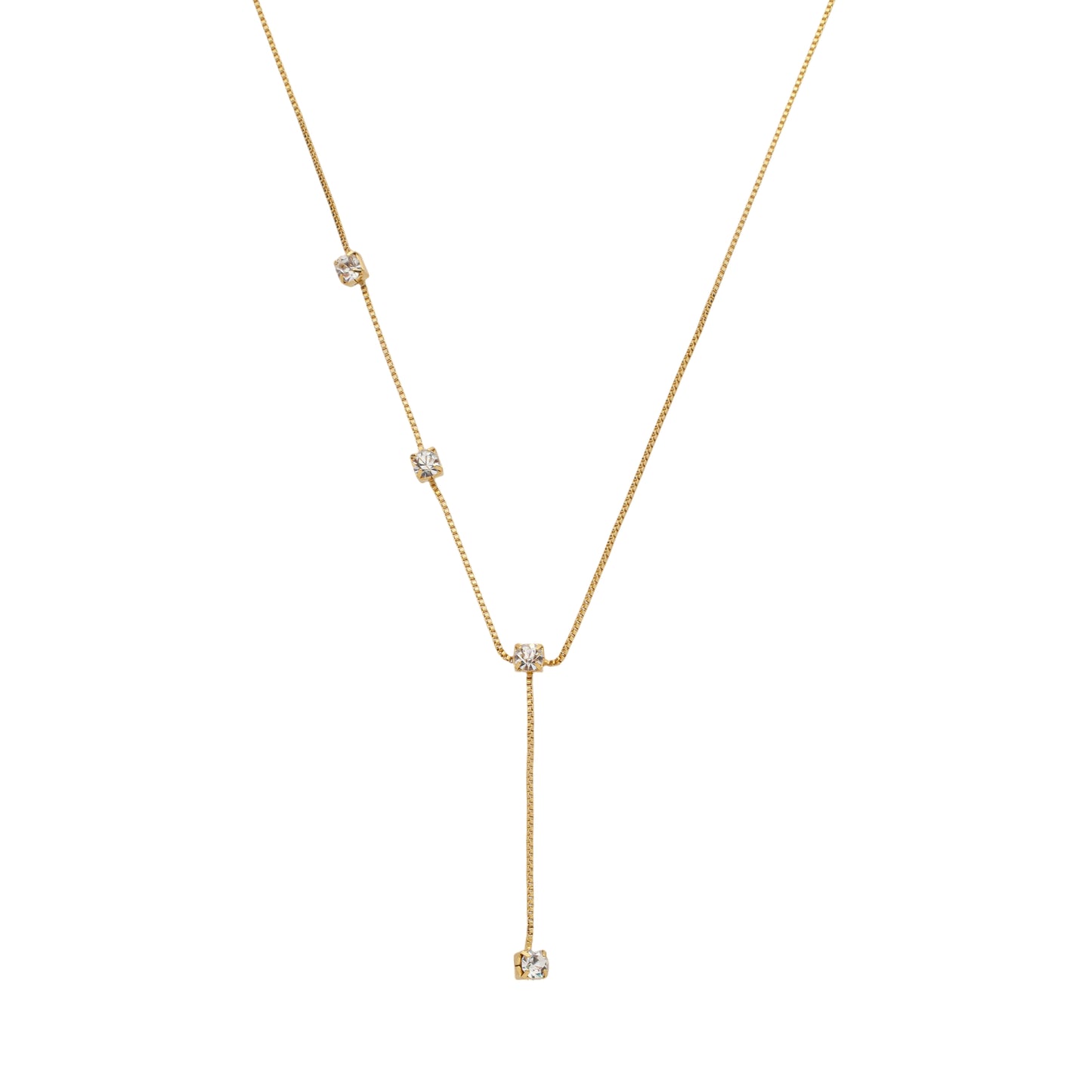 Colar Campellier Dourado Gravatinha com Pontos de Luz