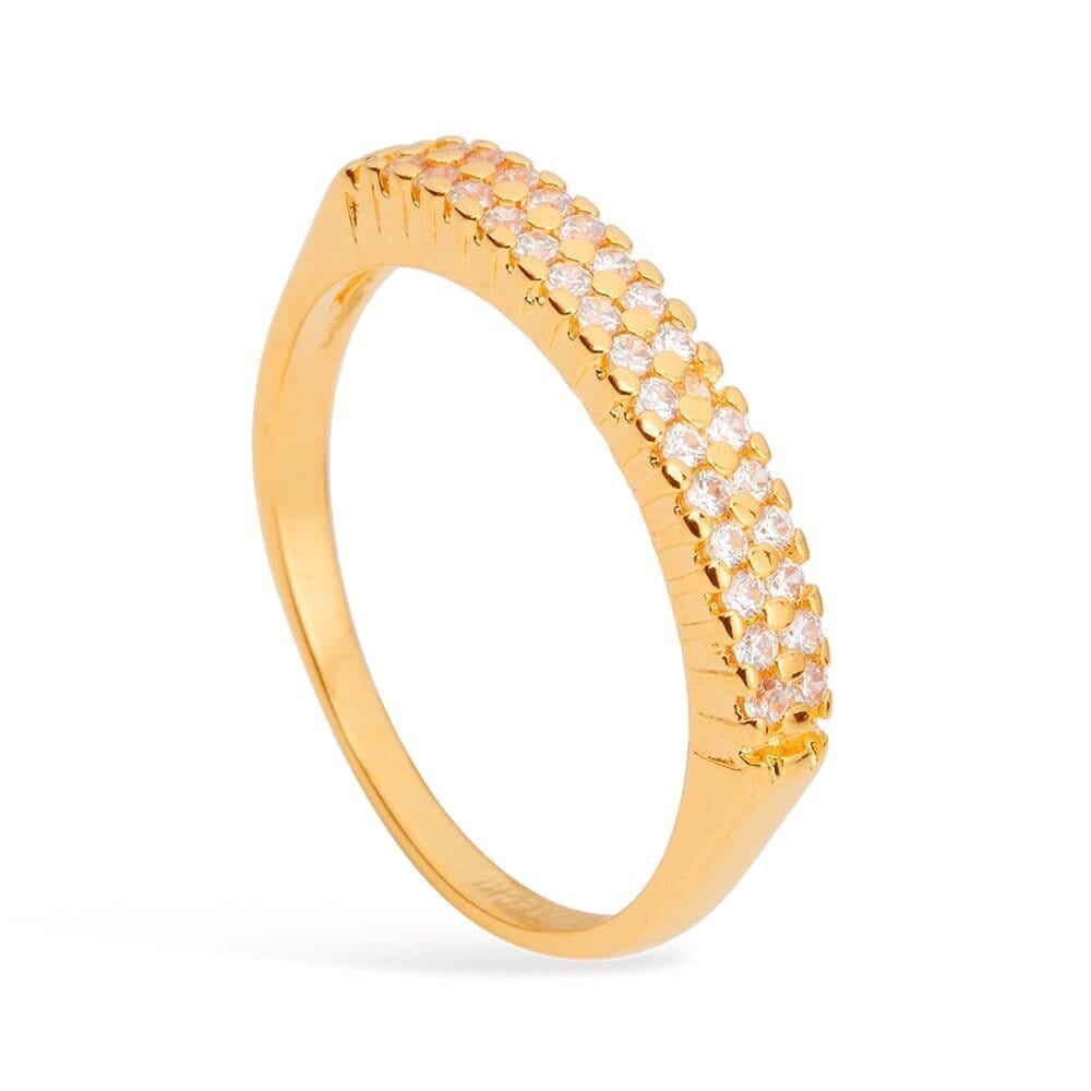 Anel Sophia Dourado Aparador de Aliança Duplo Cravejado de Zircônia Anel Sophia Dourado Aparador de Aliança Duplo Cravejado de Zircônia - Anéis Aparadores 0004 Hub Joias 12