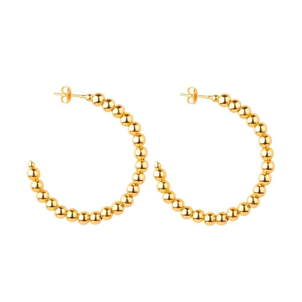 Brinco Dourado de Argola Cravejado de Bolas Brincos Hub Joias