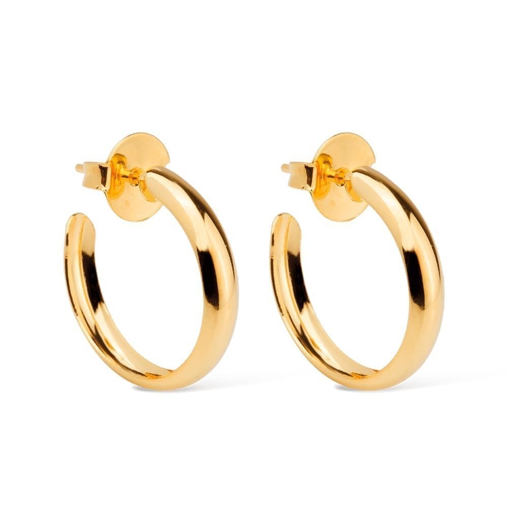 Brinco Dourado de Argola Média Lisa Brincos Hub Joias