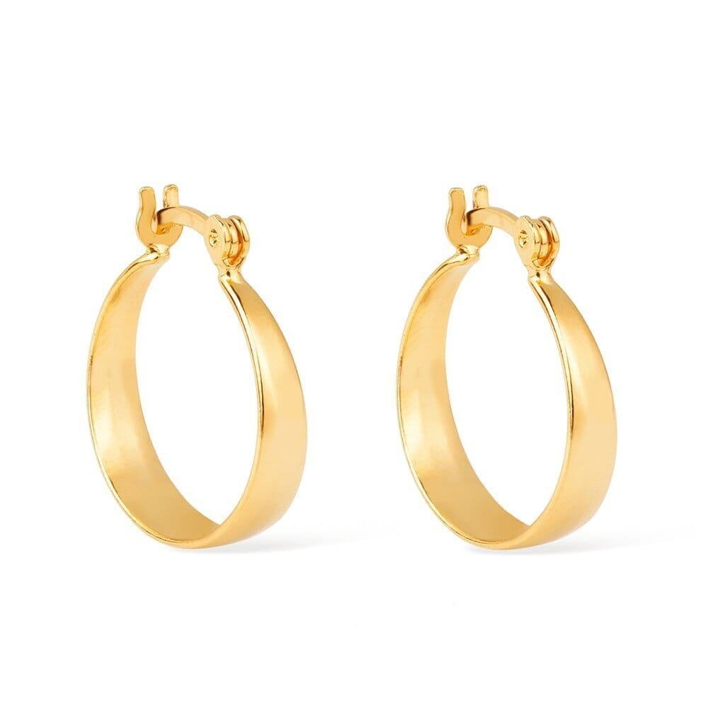 Brinco Dourado de Argola Média Lisa Chapada Brincos Hub Joias
