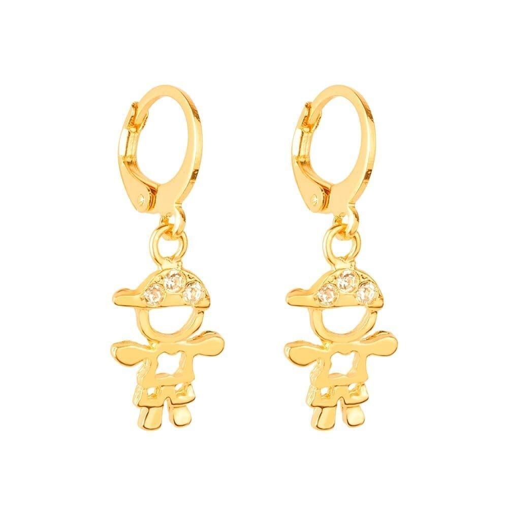 Brinco Dourado de Argolinha Filho Menino Pedras Zircônia Brincos Hub Joias