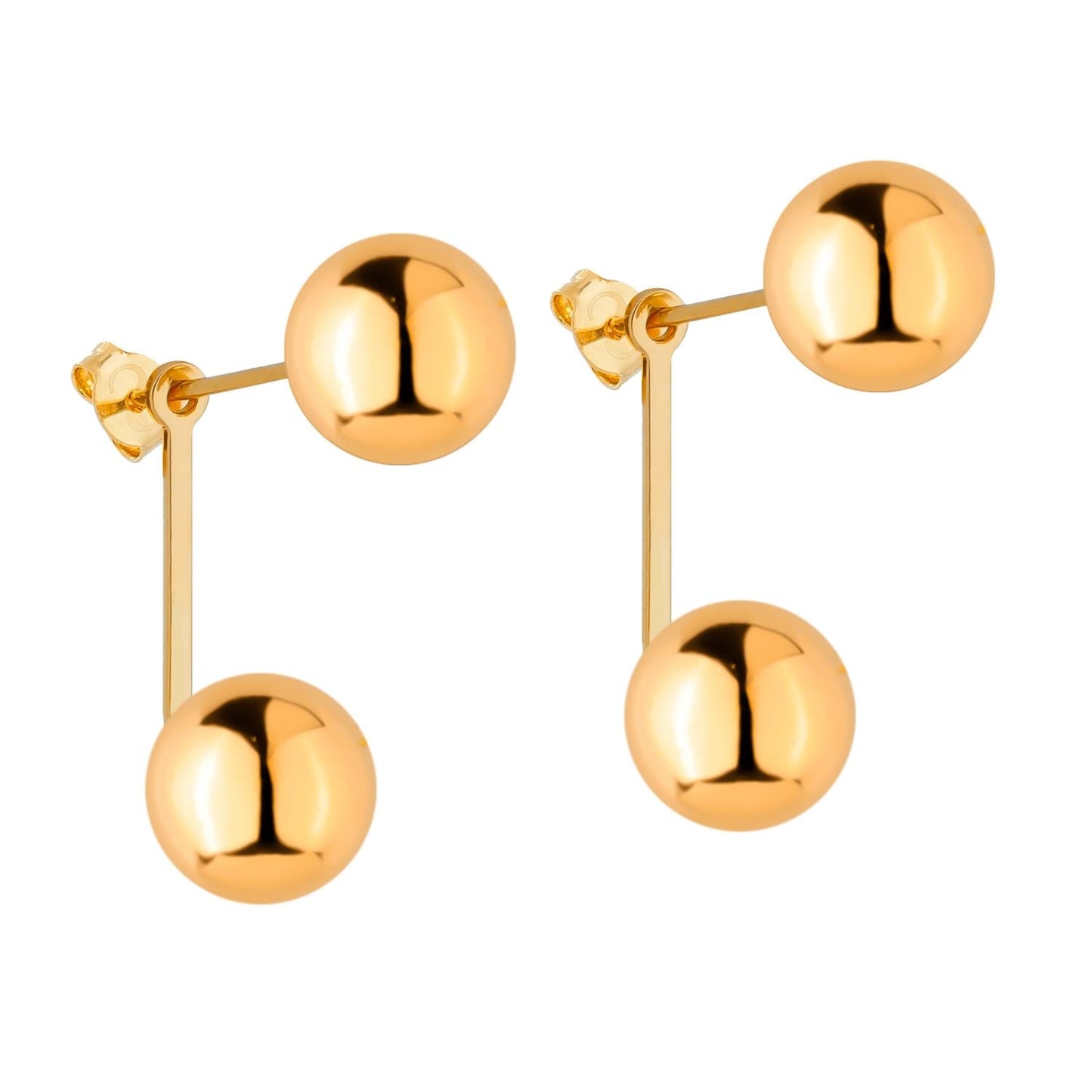 Brinco Dourado de Bola Duplo Brincos Hub Joias