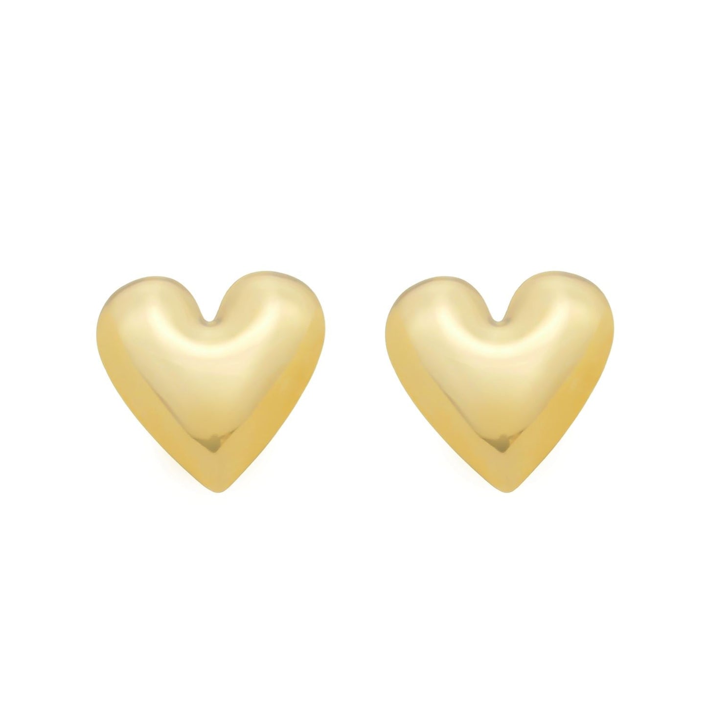 Brinco Dourado de Coração Liso Brincos Hub Joias
