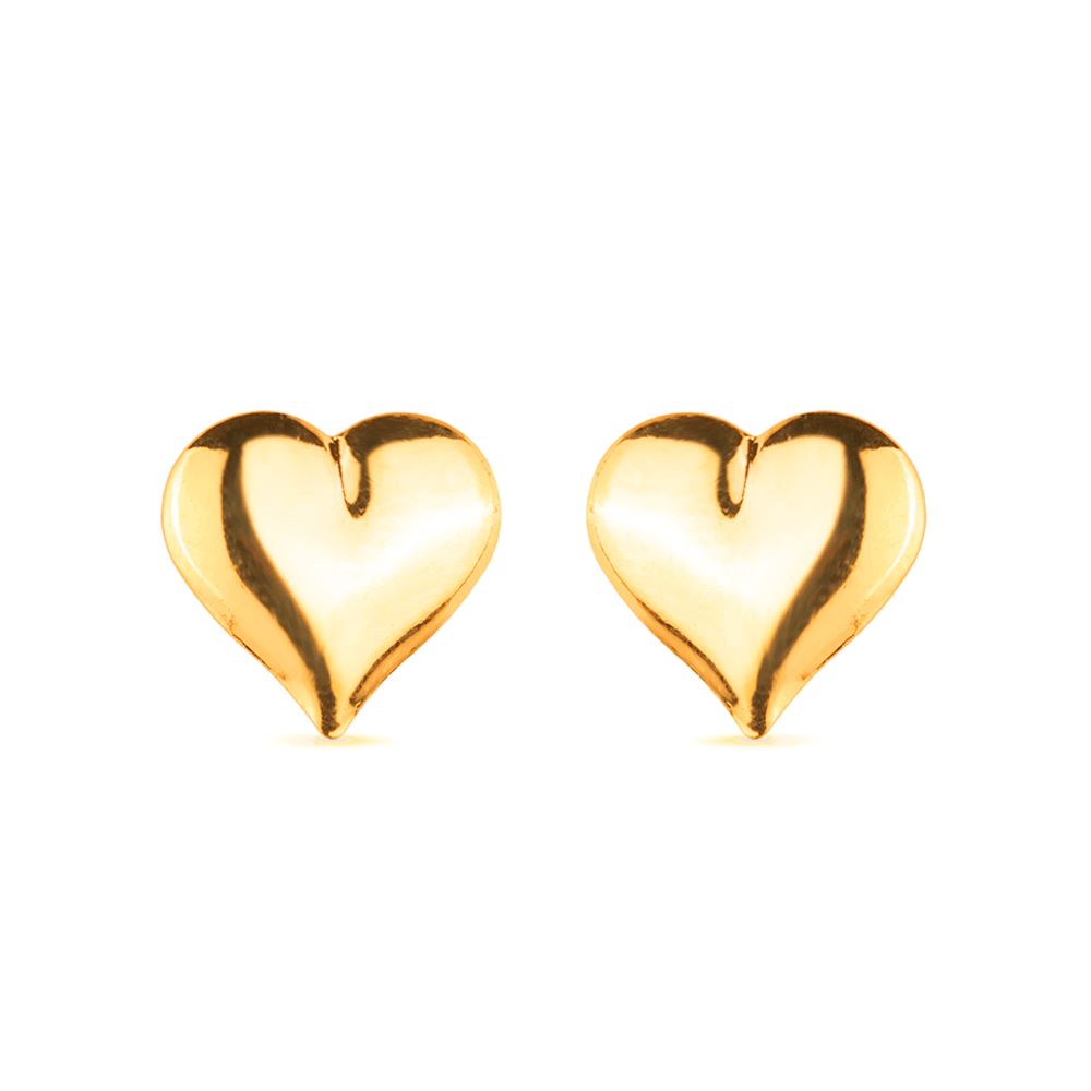 Brinco Dourado de Coração Médio Brincos Hub Joias