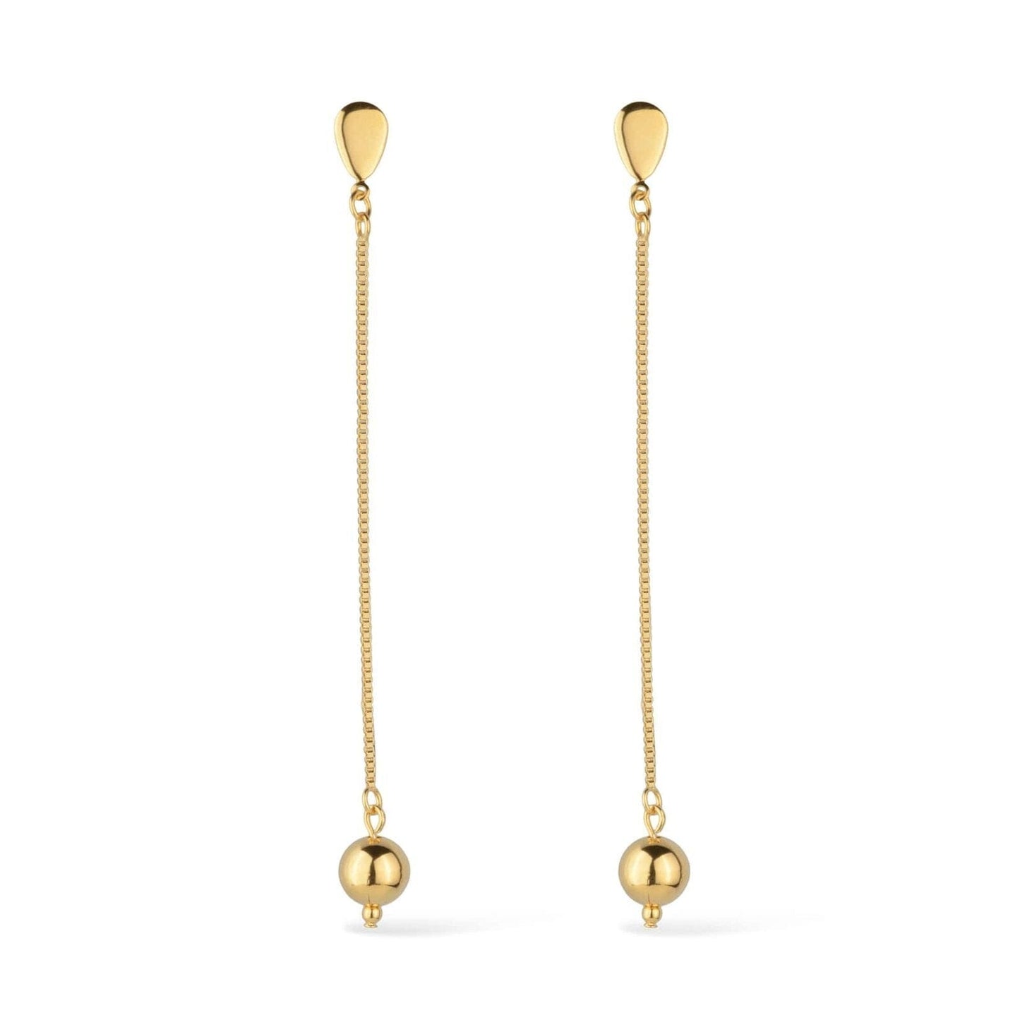 Brinco Dourado de Corrente com Bola Brincos Hub Joias