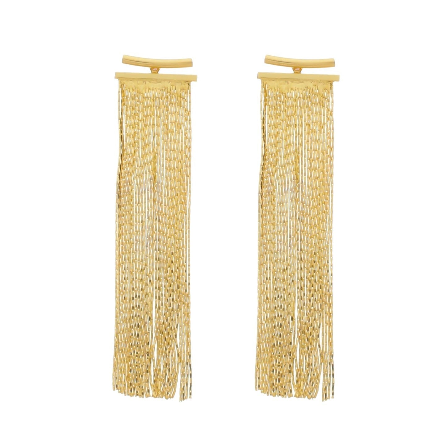 Brinco Dourado de Franja Brincos Hub Joias