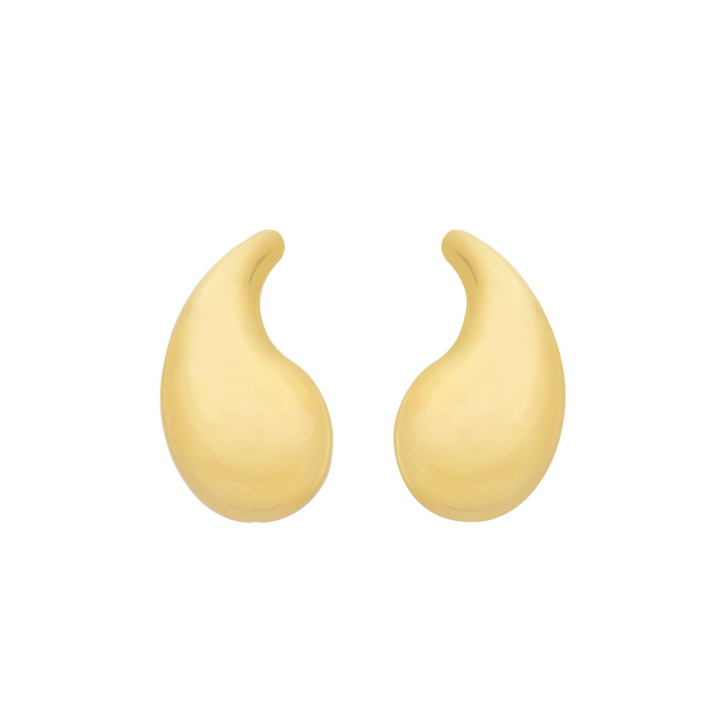 Brinco Dourado Gota Curvada Média Brincos Hub Joias