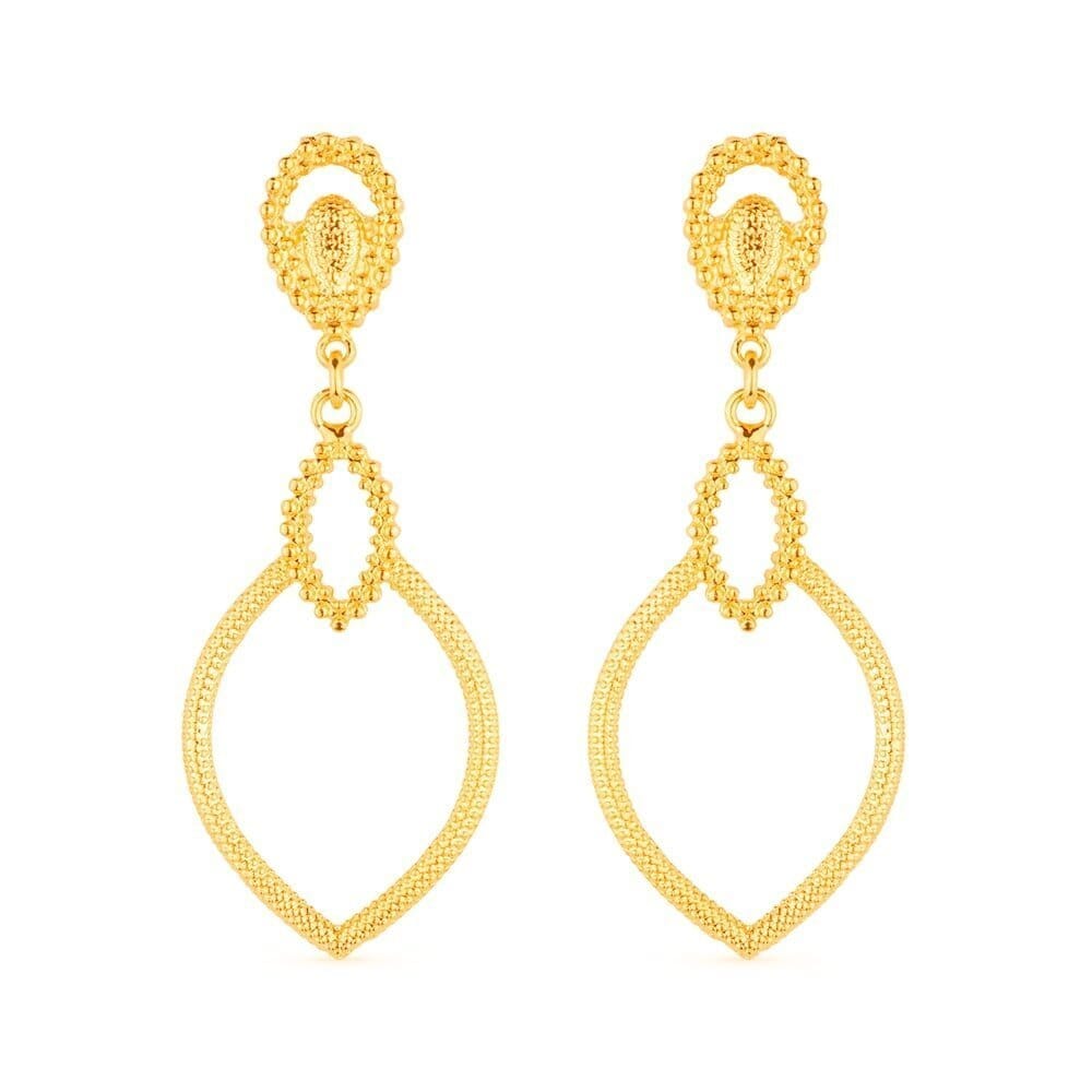 Brinco Dourado Luxo Gota de Gala Brincos Hub Joias