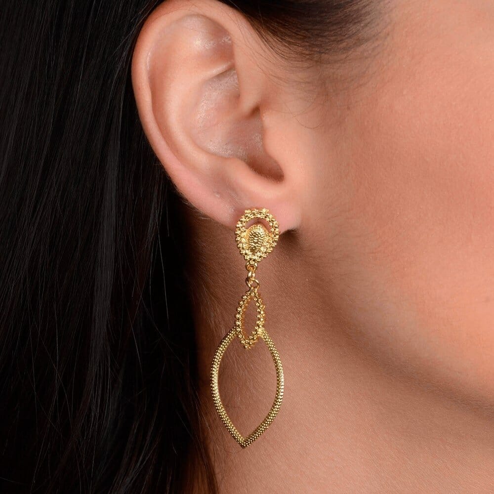 Brinco Dourado Luxo Gota de Gala Brincos Hub Joias
