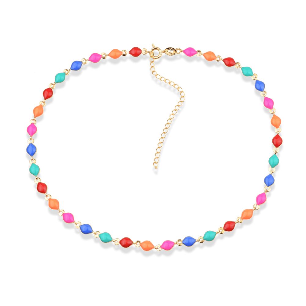 Chocker Dourada Colorida com Extensor Colares Hub Joias