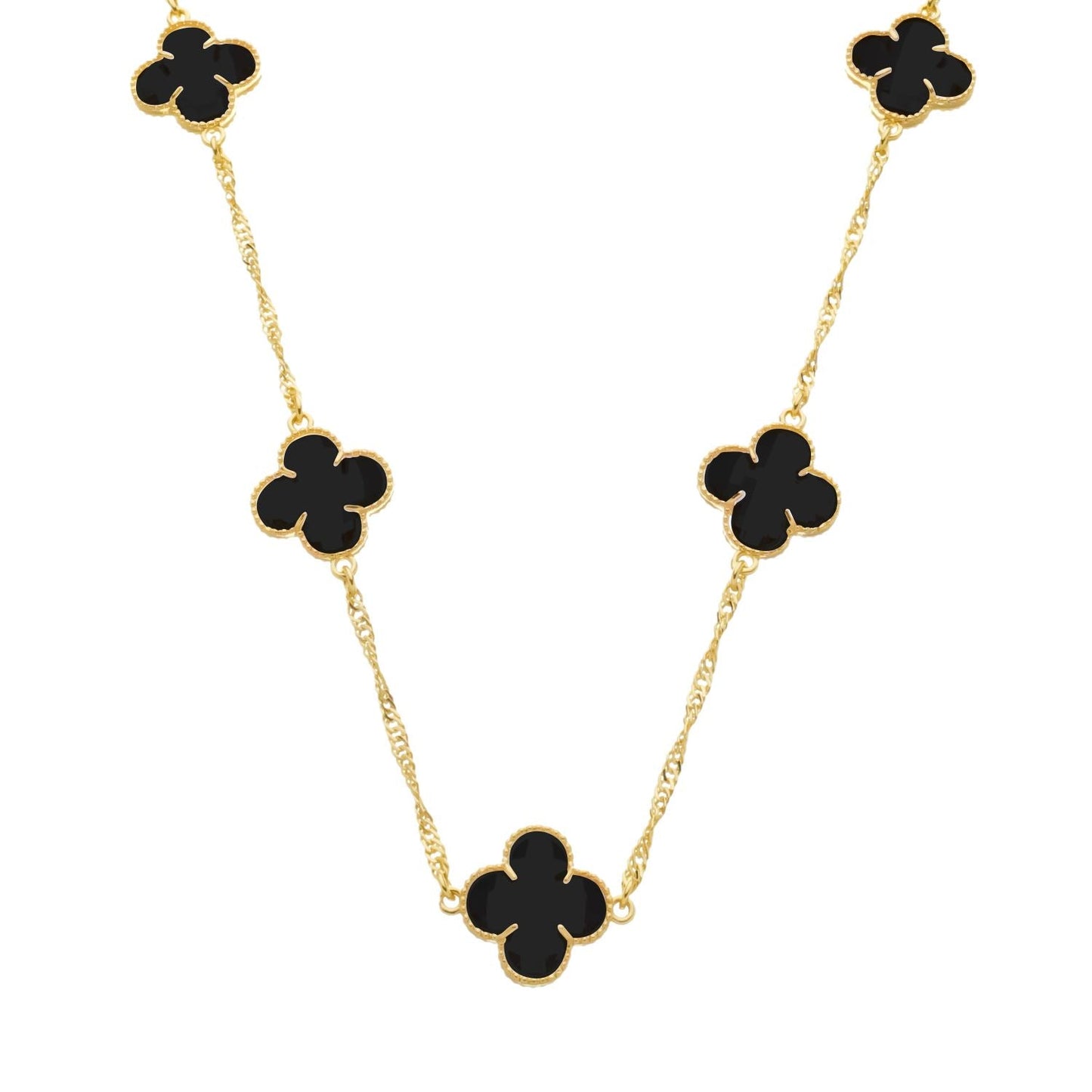 Colar Dourado 5 Trevos Preto Colares Hub Joias