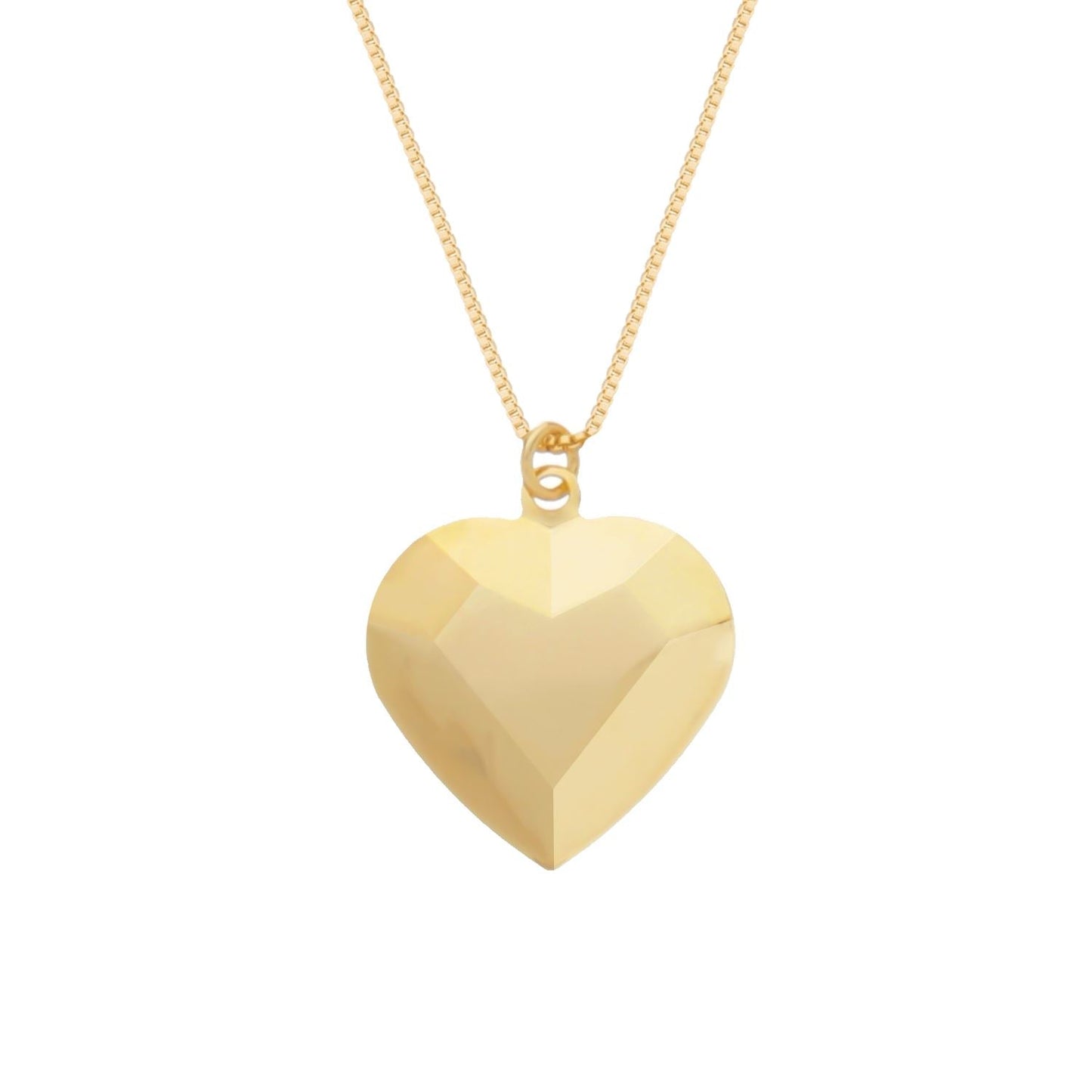 Colar Dourado de Coração Traços Retos Colares Hub Joias