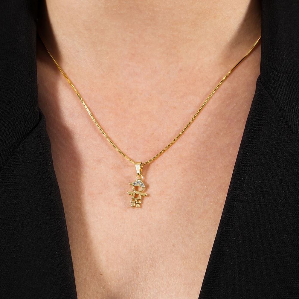 Colar Dourado Filho com Zircônia Colares Hub Joias