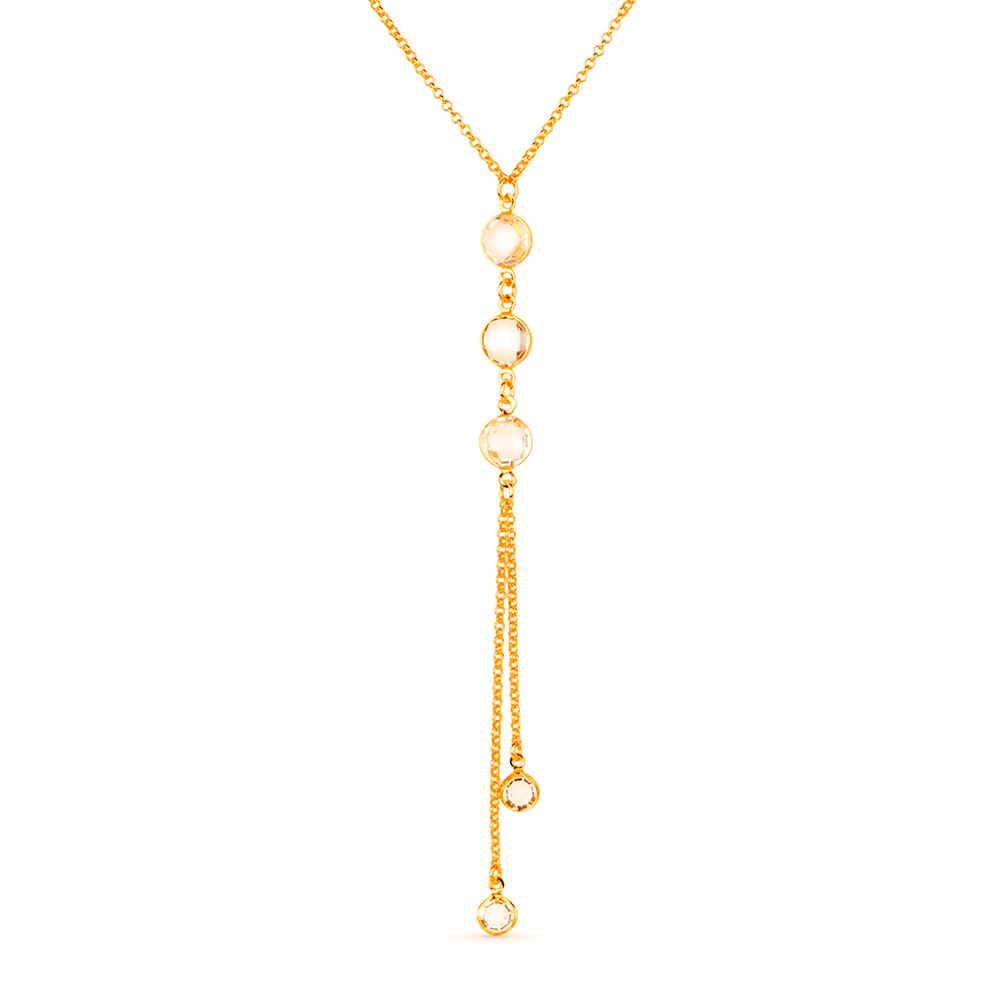 Colar Dourado Gravatinha com Pontos de Luz Colares Hub Joias