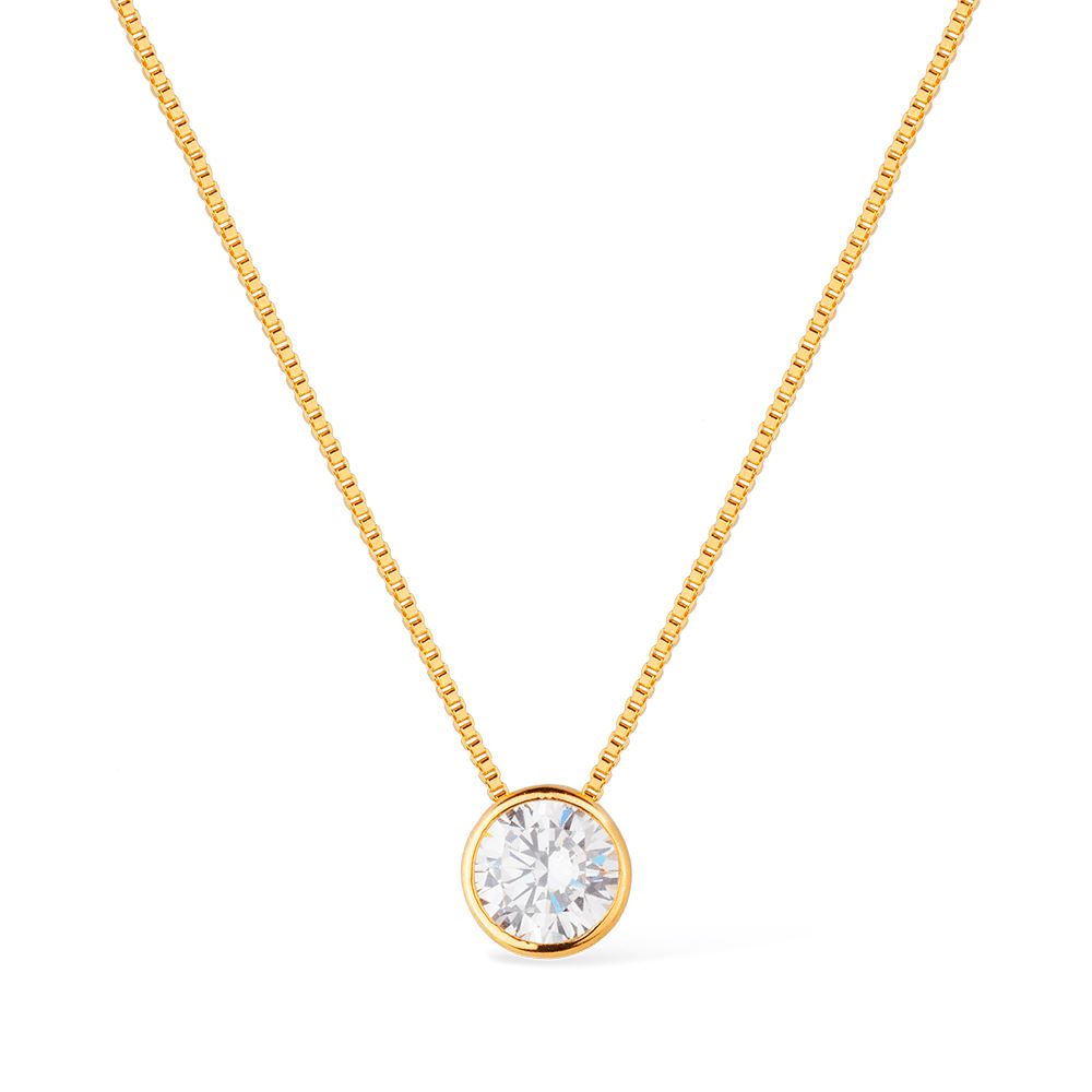 Colar Dourado Zircônia Ponto de Luz Colares Hub Joias