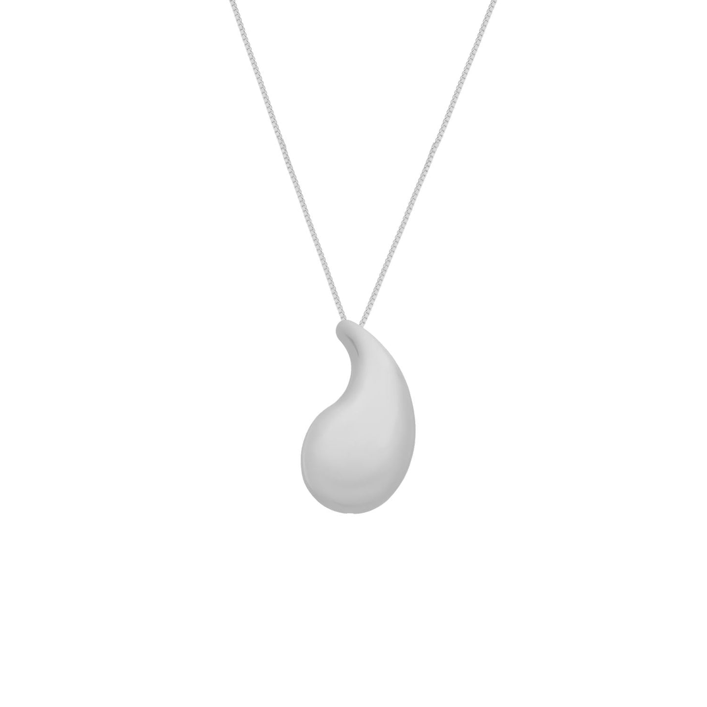 Colar Prateado de Gota Curvada Colares Hub Joias