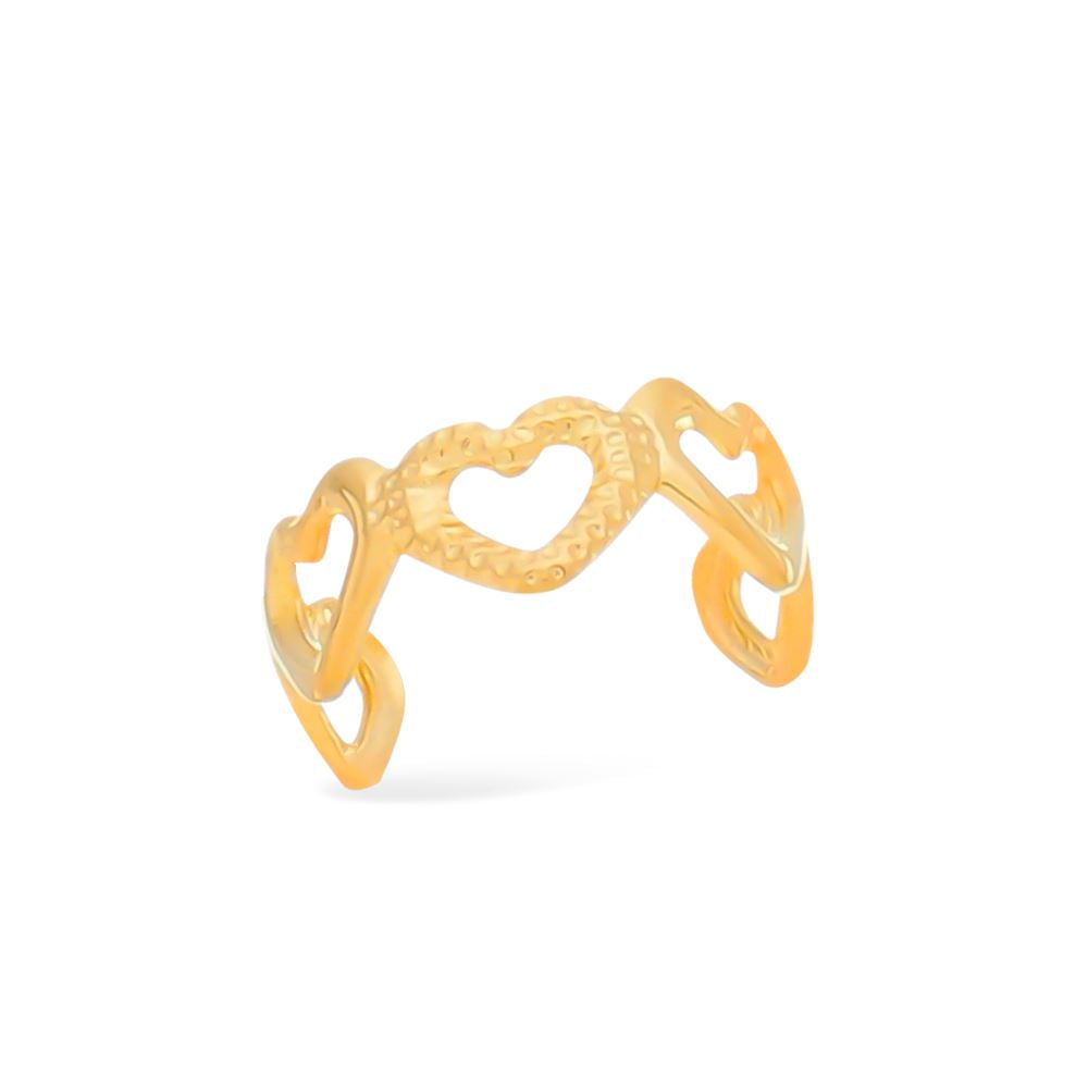 Piercing Dourado de Pressão de Corações Brincos Hub Joias