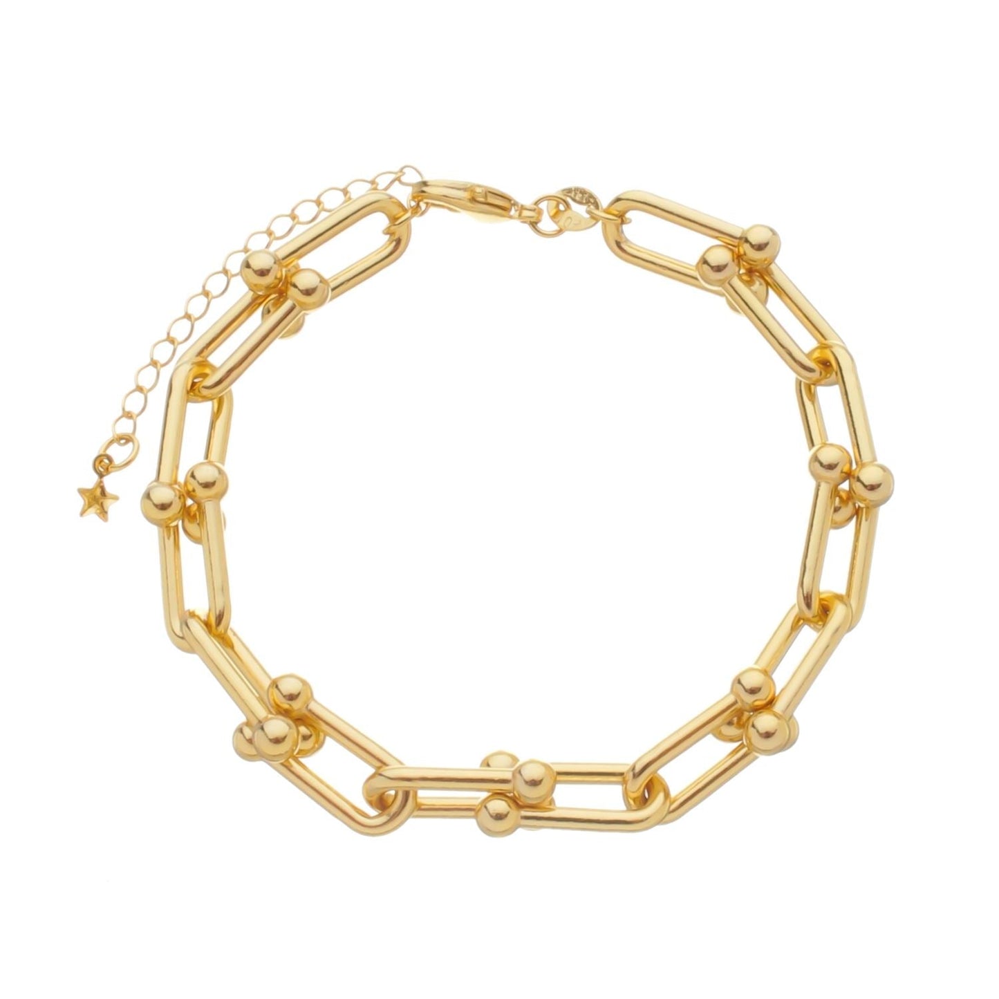 Pulseira Dourada Corrente Elos Largos Pulseiras Hub Joias