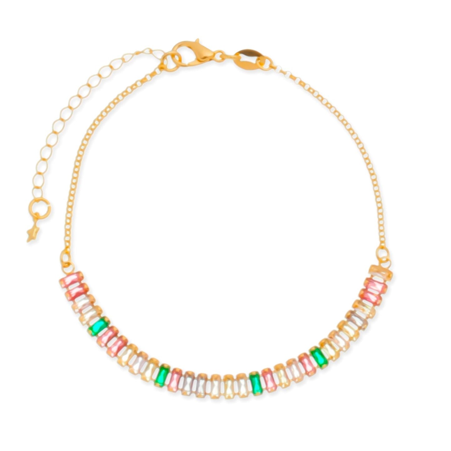 Pulseira Dourada de Pedras Coloridas Pulseiras Hub Joias