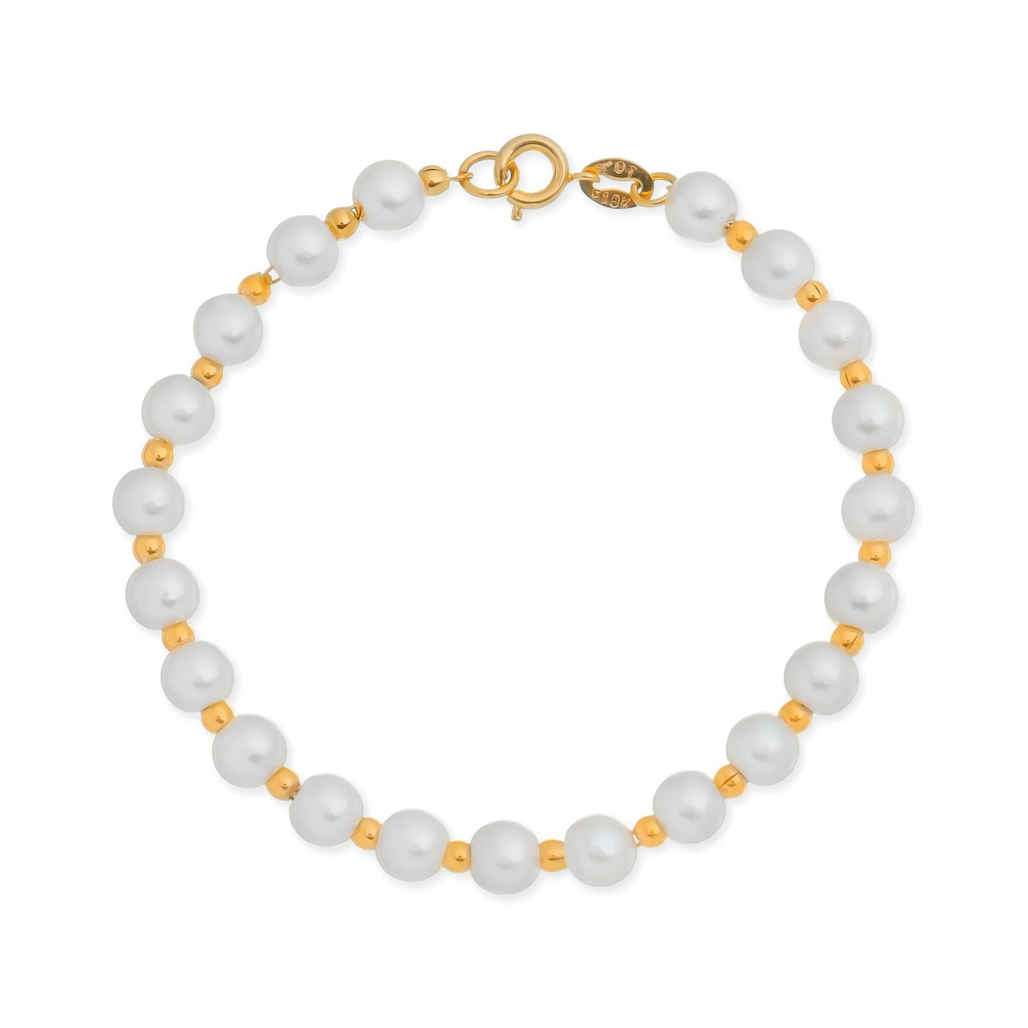 Pulseira Dourada de Pérolas e Bolinhas Pulseiras Hub Joias