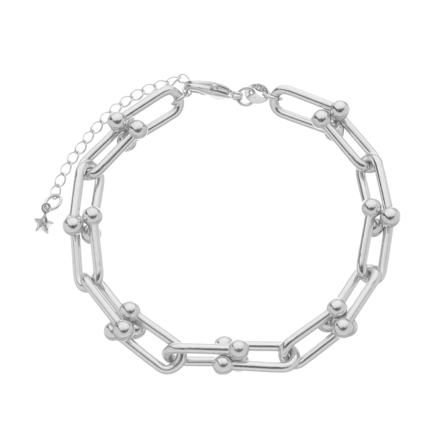 Pulseira Prateada Corrente Elos Largos Pulseiras Hub Joias