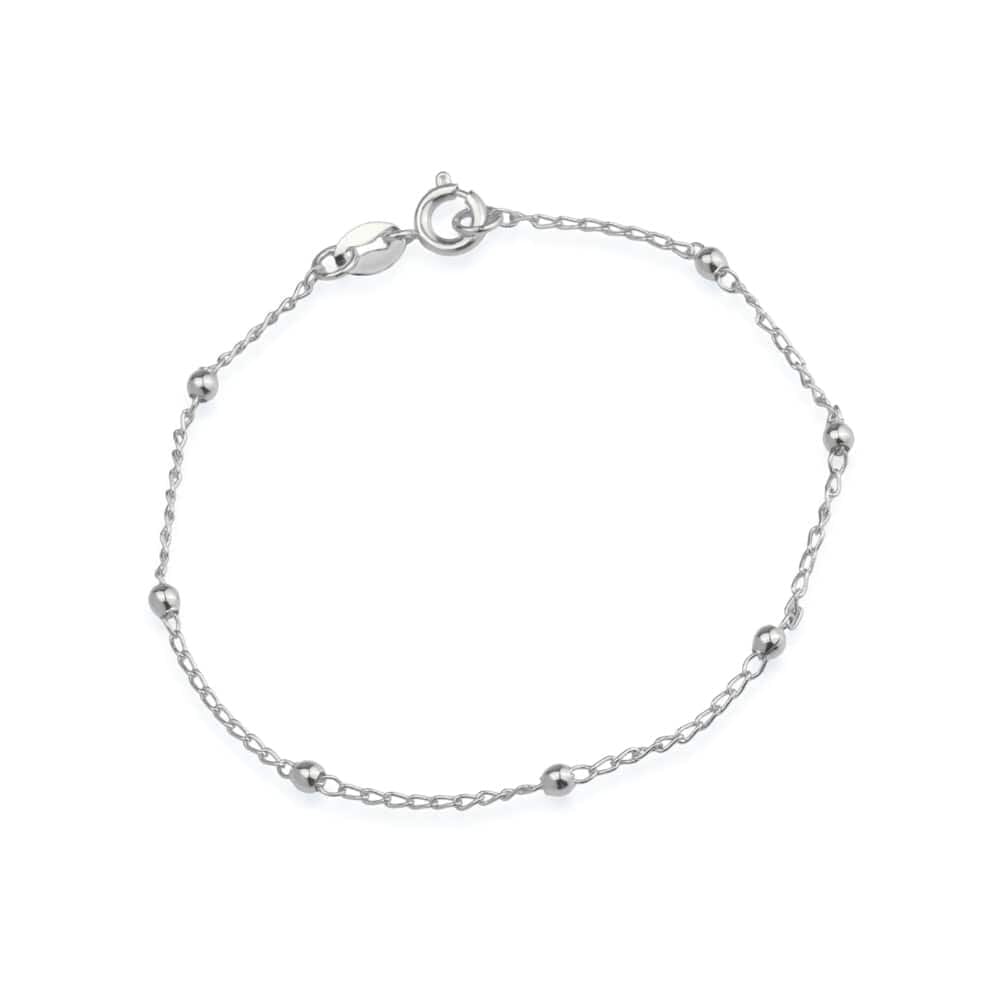 Pulseira Prateada de Bolinhas Delicada Pulseiras Hub Joias