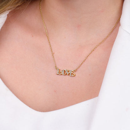Colar Juliete Dourado Love com Zircônia