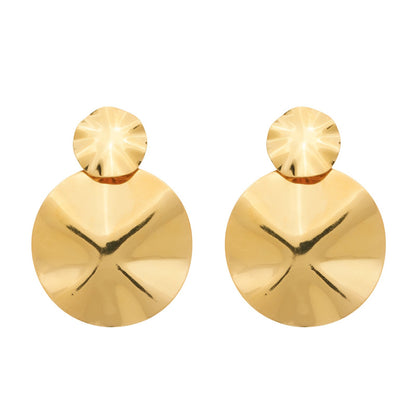 Brinco Pietra Dourado Orgânico Dois Círculos Amassados