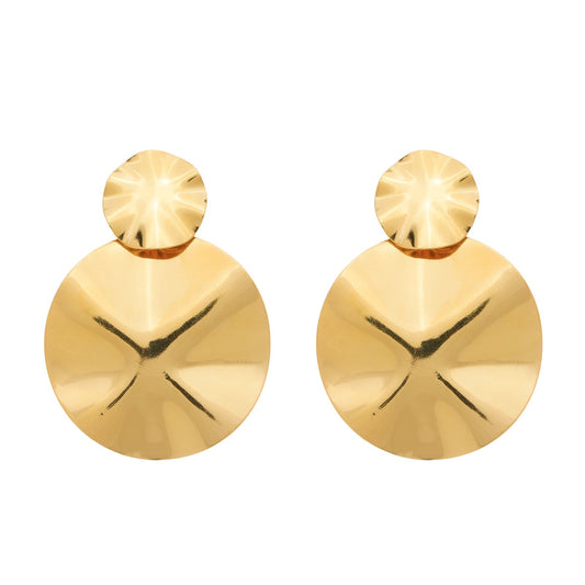 Brinco Pietra Dourado Orgânico Dois Círculos Amassados