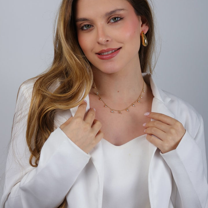 Chocker Maya Dourada Pontos de Luz com Extensor