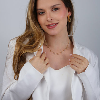 Chocker Maya Dourada Pontos de Luz com Extensor