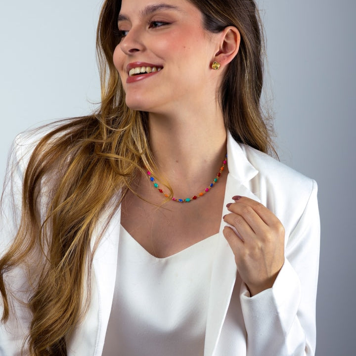 Chocker Louise Dourada Colorida com Extensor