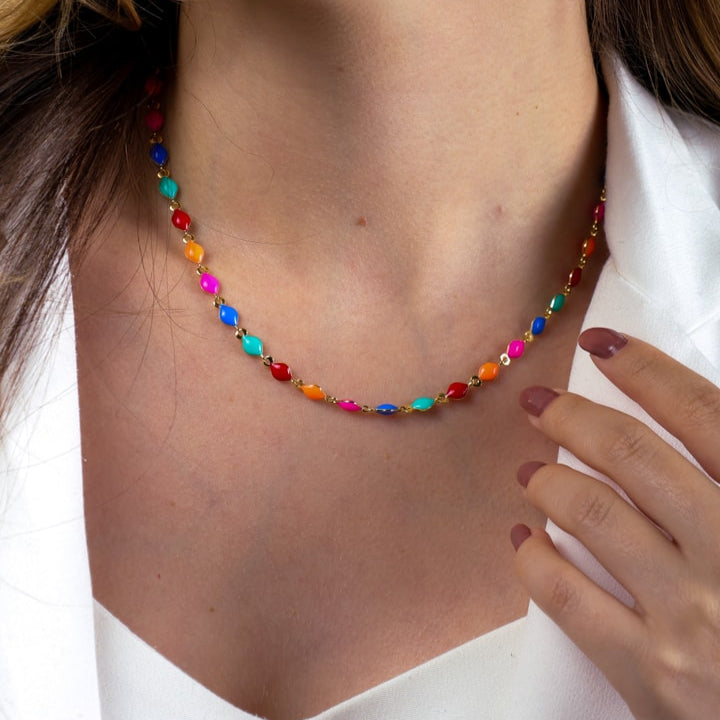 Chocker Louise Dourada Colorida com Extensor