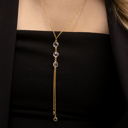 Colar Pinnot Dourado Gravatinha com Pontos de Luz