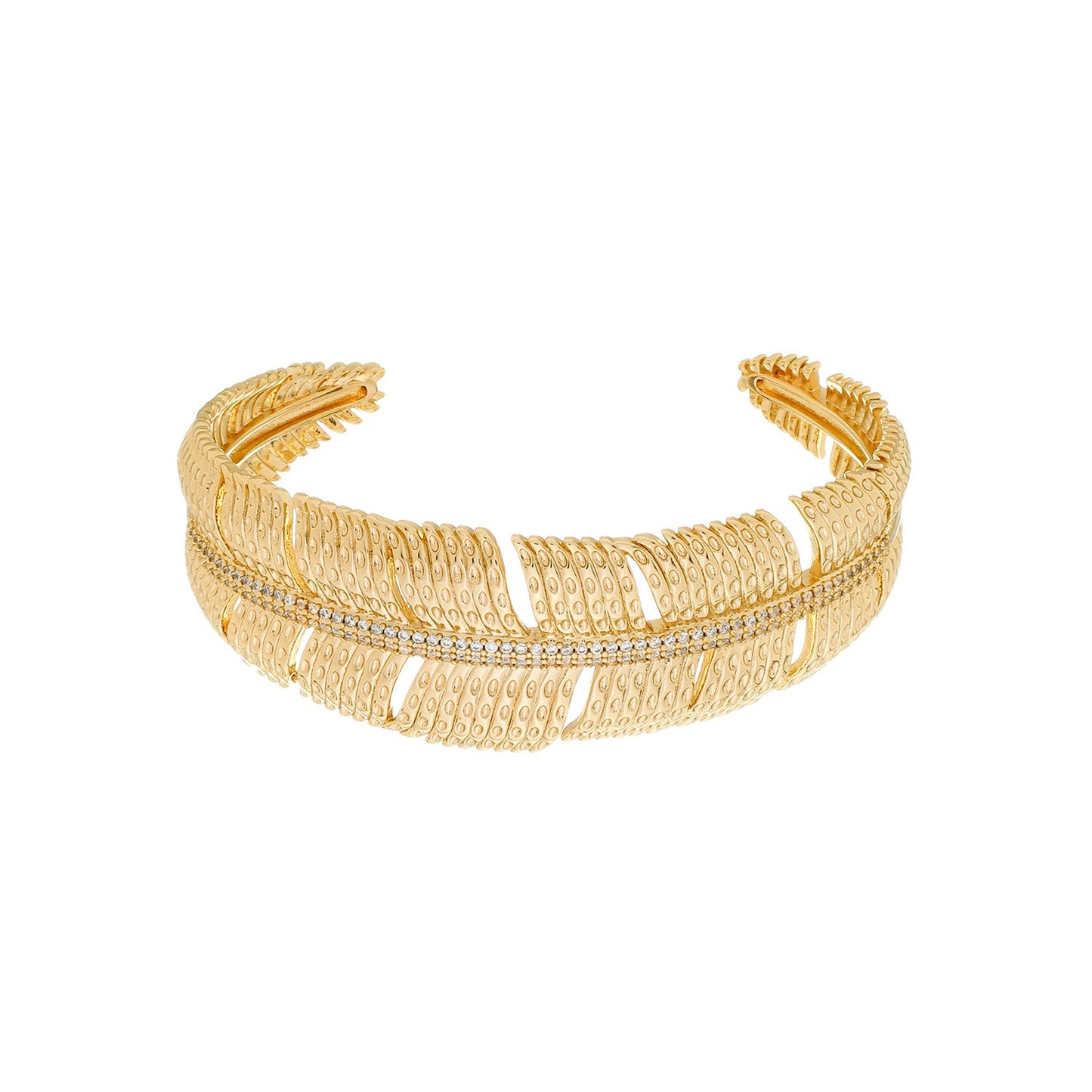 Bracelete Ravenna Dourado de Pena Cravejado de Zircônia