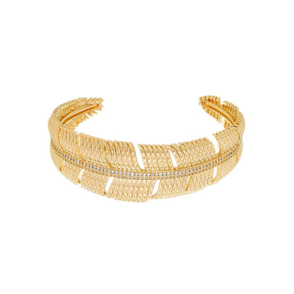 Bracelete Ravenna Dourado de Pena Cravejado de Zircônia