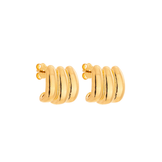 Brinco Mirella Dourado Concha Três Argolas