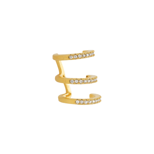 Piercing Margot Dourado Três Argolas Cravejado de Zircônia