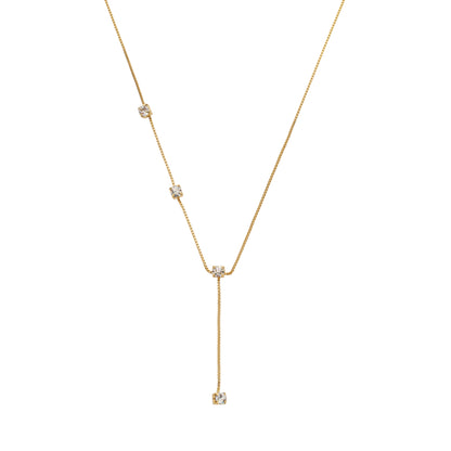 Colar Campellier Dourado Gravatinha com Pontos de Luz