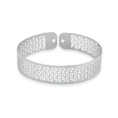 Bracelete Prateado de Renda Vazado Pulseiras Hub Joias 